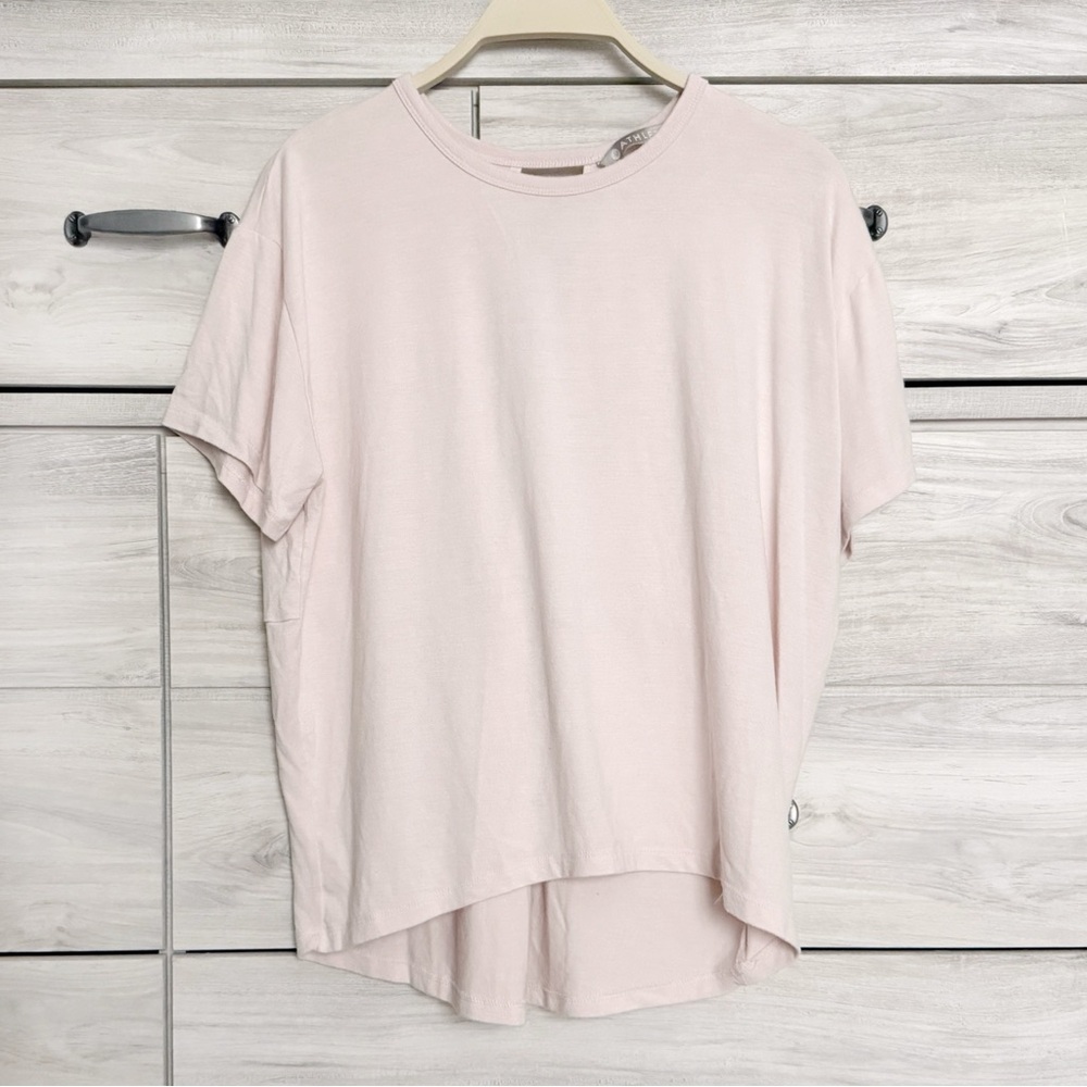 Athleta Soft Light Pink Open Back Tee Size Small